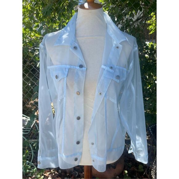 Forever 21 Sheer “Levi” Jacket Style Lightweight Light Blue Shacket Size Small - Picture 3 of 10